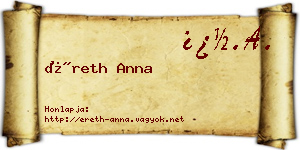Éreth Anna névjegykártya